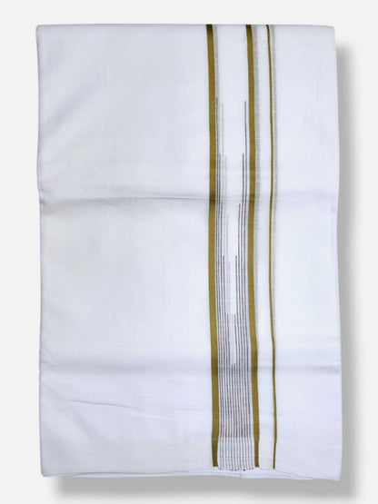 Pure White Cotton Men's Double Dhoti