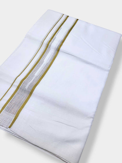 Pure White Cotton Men's Double Dhoti