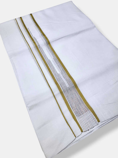 Pure White Cotton Men's Double Dhoti