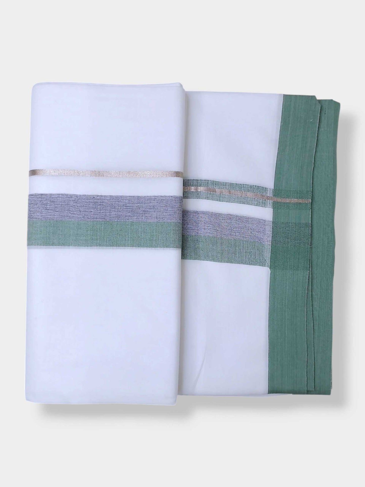 Pure White Cotton Men's Double Dhoti