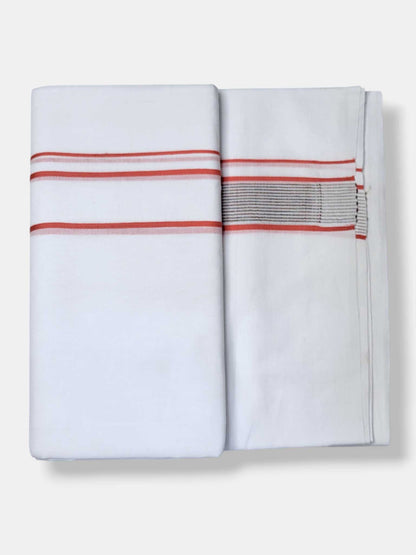 Pure White Cotton Men's Double Dhoti
