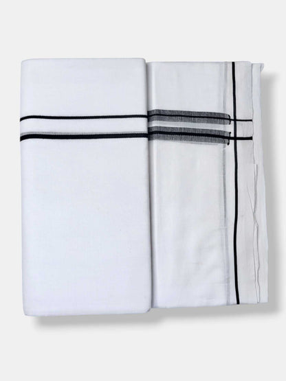 Pure White Cotton Men's Double Dhoti