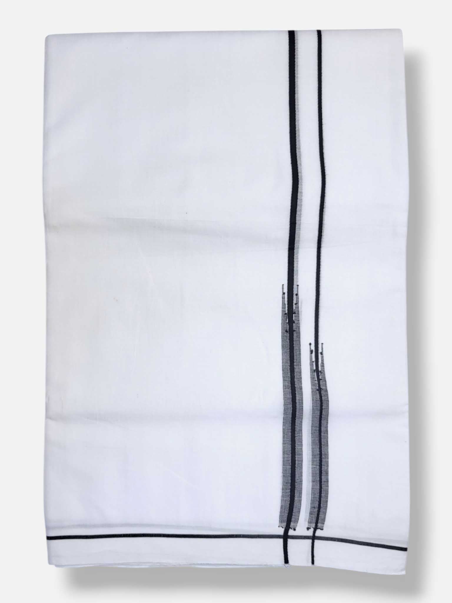 Pure White Cotton Men's Double Dhoti
