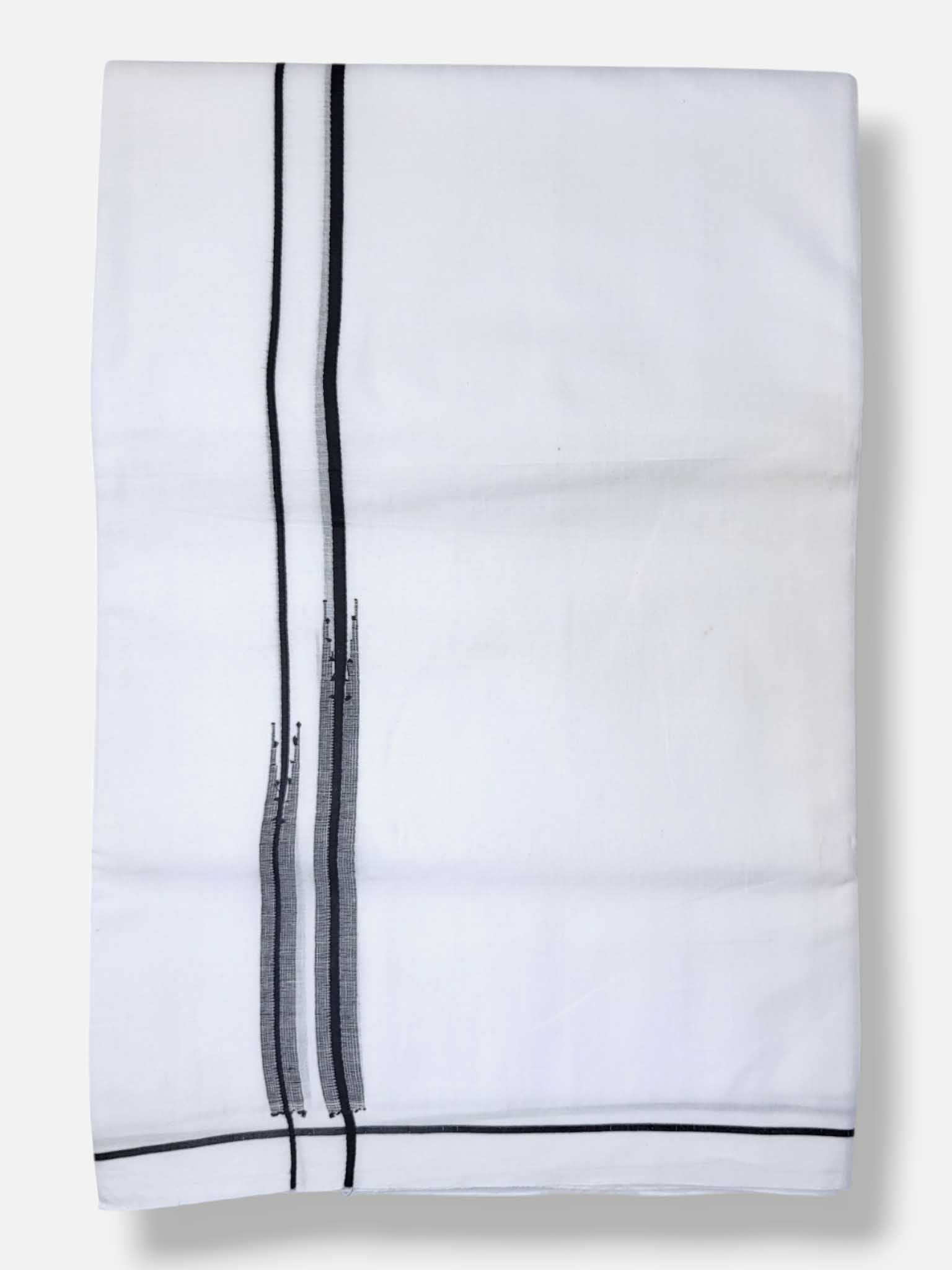 Pure White Cotton Men's Double Dhoti