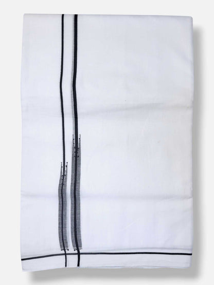 Pure White Cotton Men's Double Dhoti