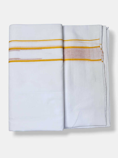 Pure White Cotton Men's Double Dhoti
