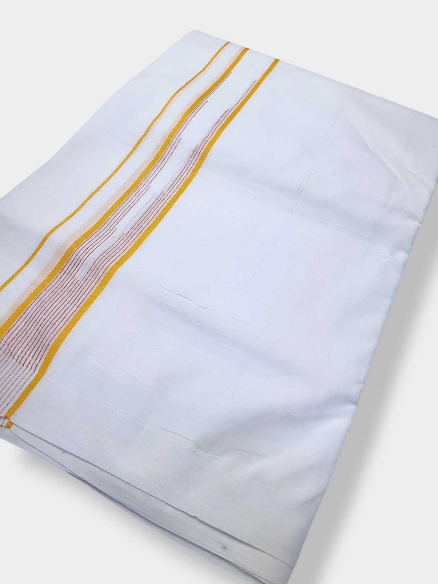 Pure White Cotton Men's Double Dhoti