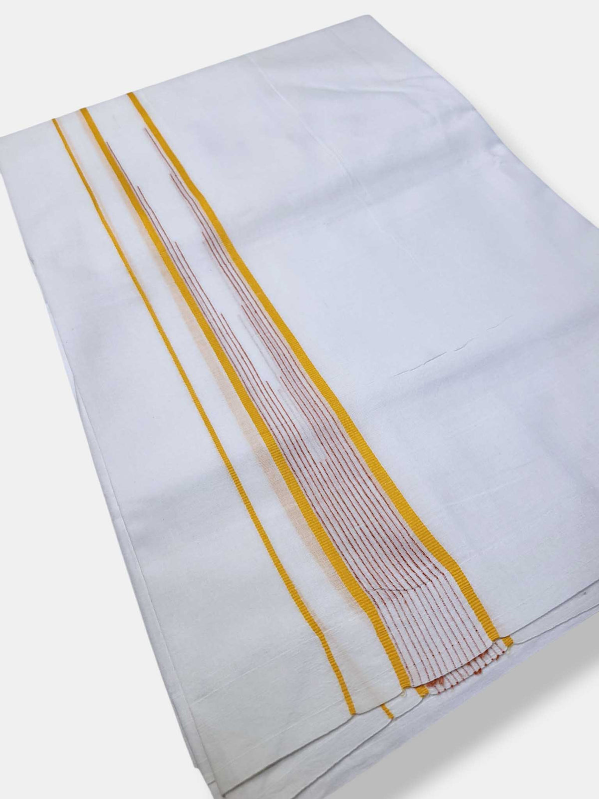 Pure White Cotton Men's Double Dhoti