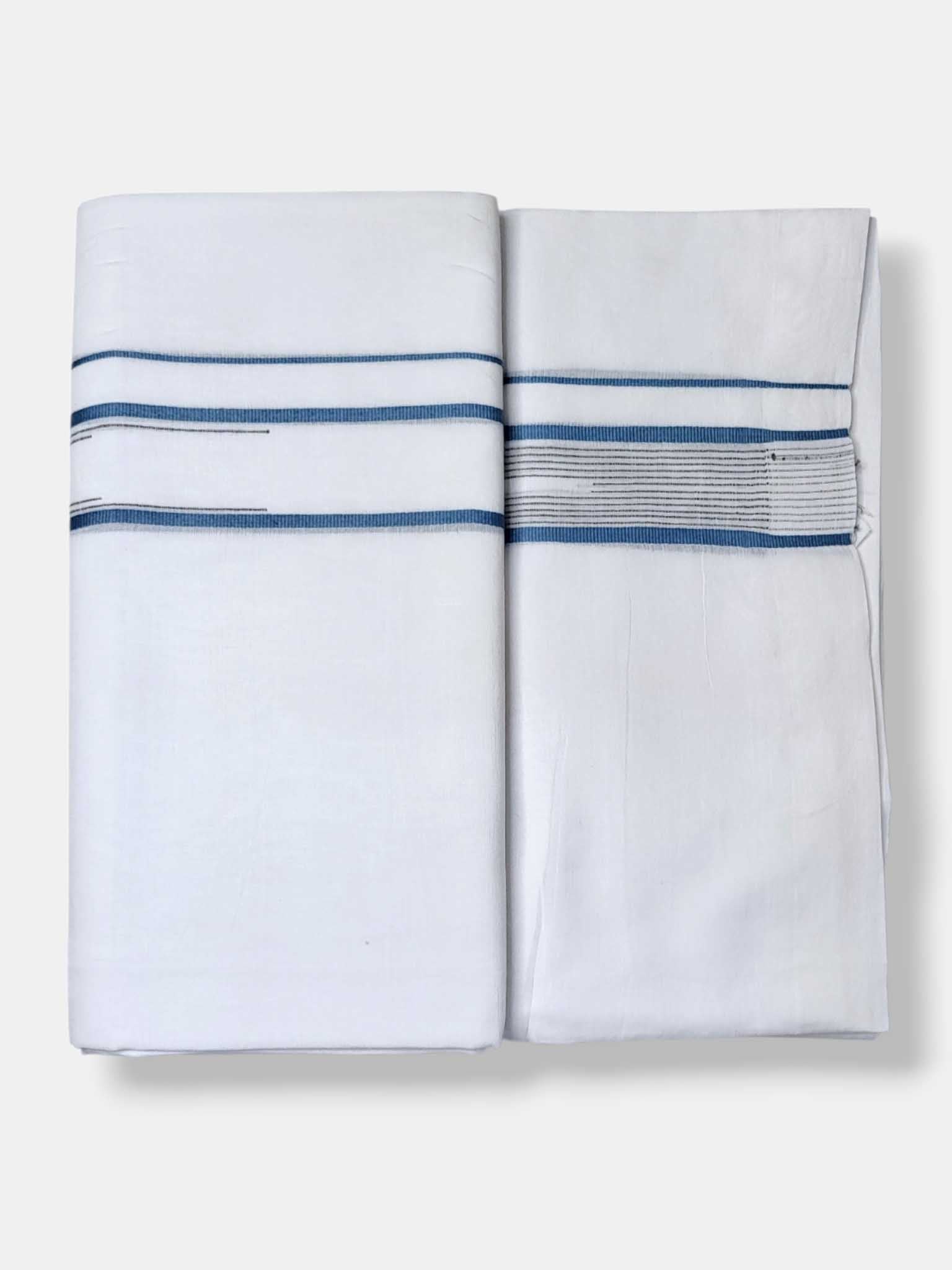 Pure White Cotton Men's Double Dhoti