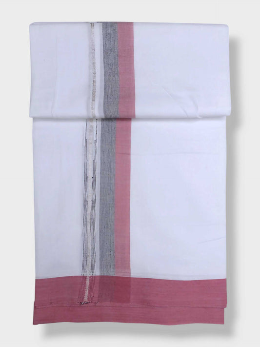 Pure White Cotton Men's Double Dhoti