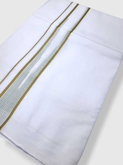 Pure White Cotton Men's Double Dhoti
