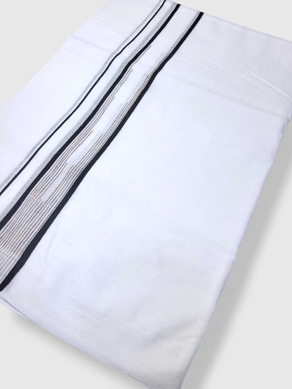 Pure White Cotton Men's Double Dhoti