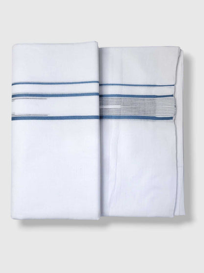 Pure White Cotton Men's Double Dhoti