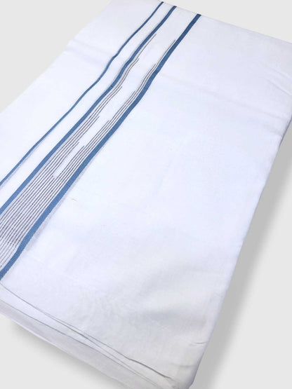 Pure White Cotton Men's Double Dhoti