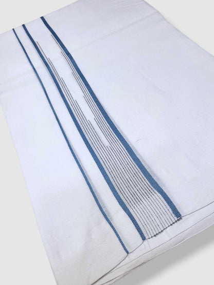 Pure White Cotton Men's Double Dhoti