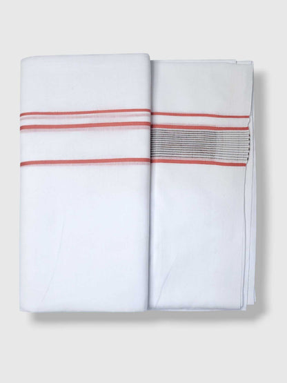 Pure White Cotton Men's Double Dhoti