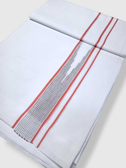 Pure White Cotton Men's Double Dhoti