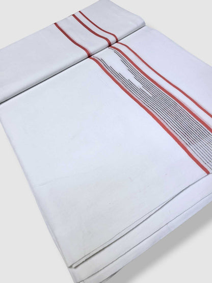 Pure White Cotton Men's Double Dhoti