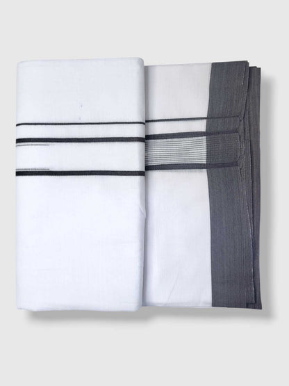 Pure White Cotton Men's Double Dhoti