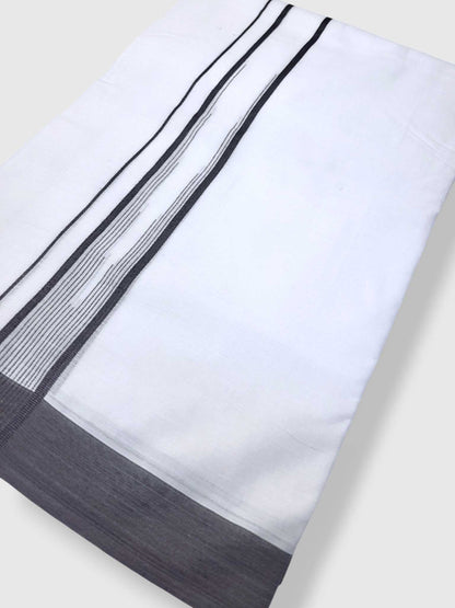 Pure White Cotton Men's Double Dhoti