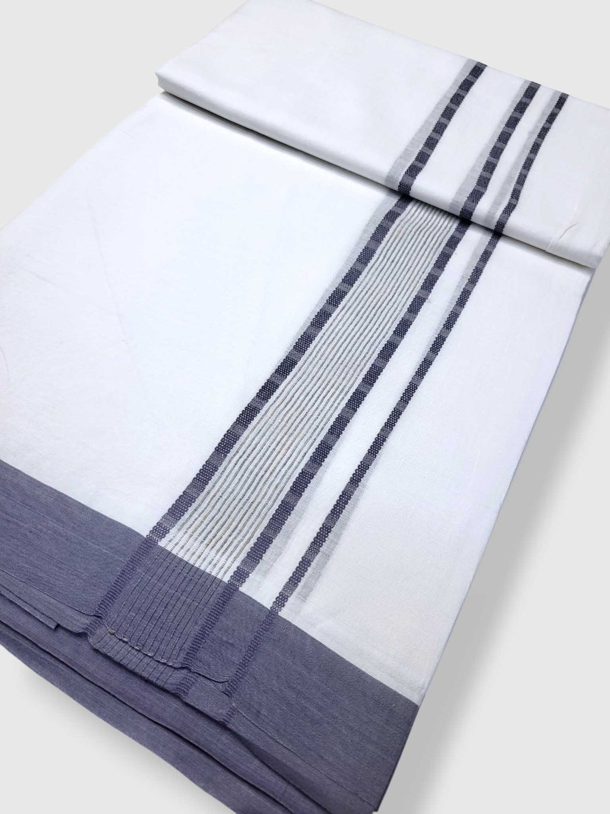 Pure White Cotton Men's Double Dhoti
