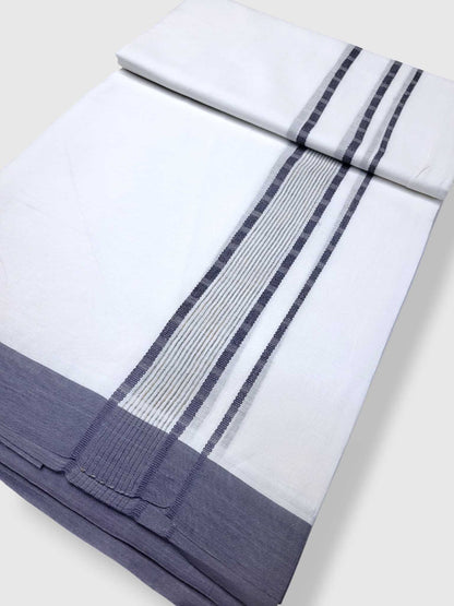 Pure White Cotton Men's Double Dhoti