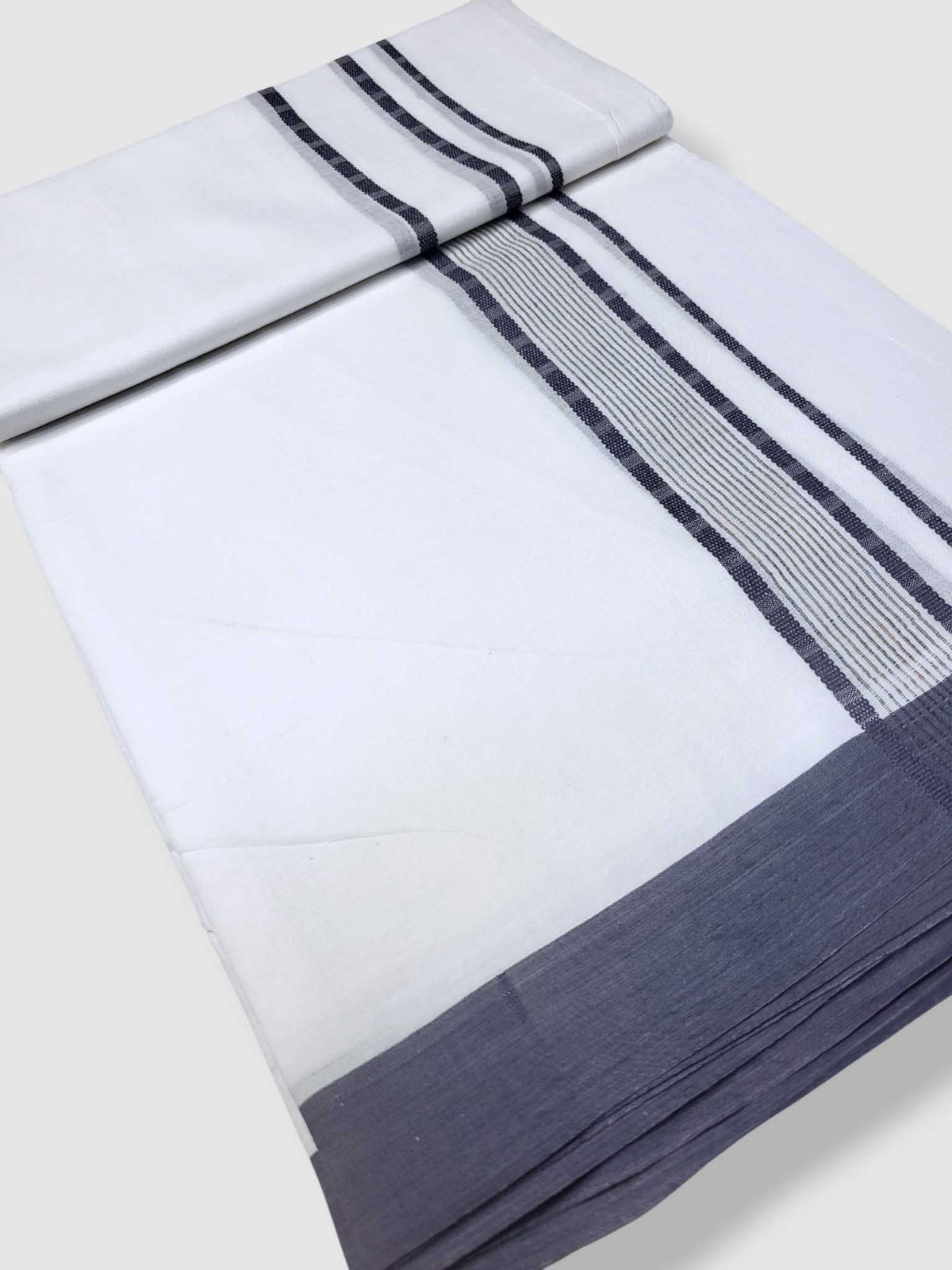 Pure White Cotton Men's Double Dhoti