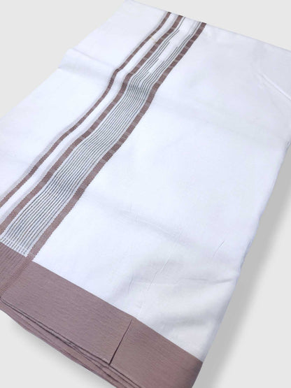 Pure White Cotton Men's Double Dhoti
