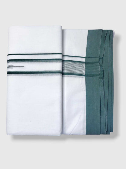 Pure White Cotton Men's Double Dhoti
