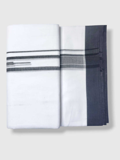Pure White Cotton Men's Double Dhoti