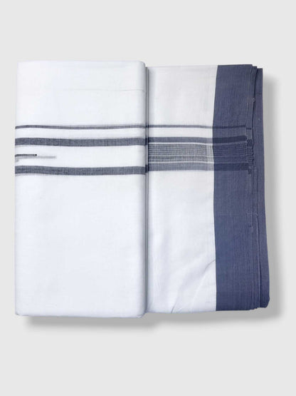 Pure White Cotton Men's Double Dhoti