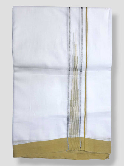 Pure White Cotton Men's Double Dhoti