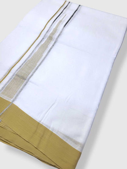 Pure White Cotton Men's Double Dhoti
