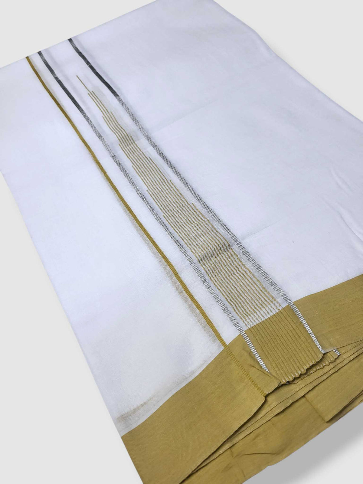 Pure White Cotton Men's Double Dhoti
