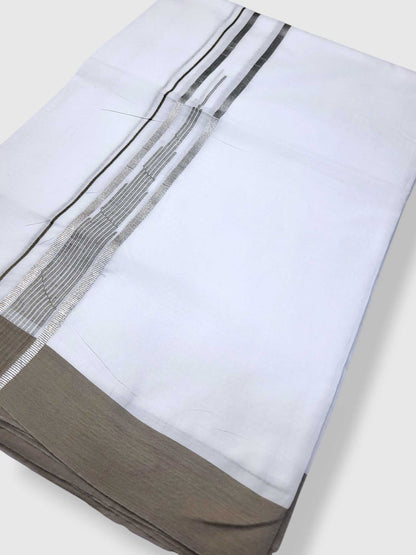 Pure White Cotton Men's Double Dhoti