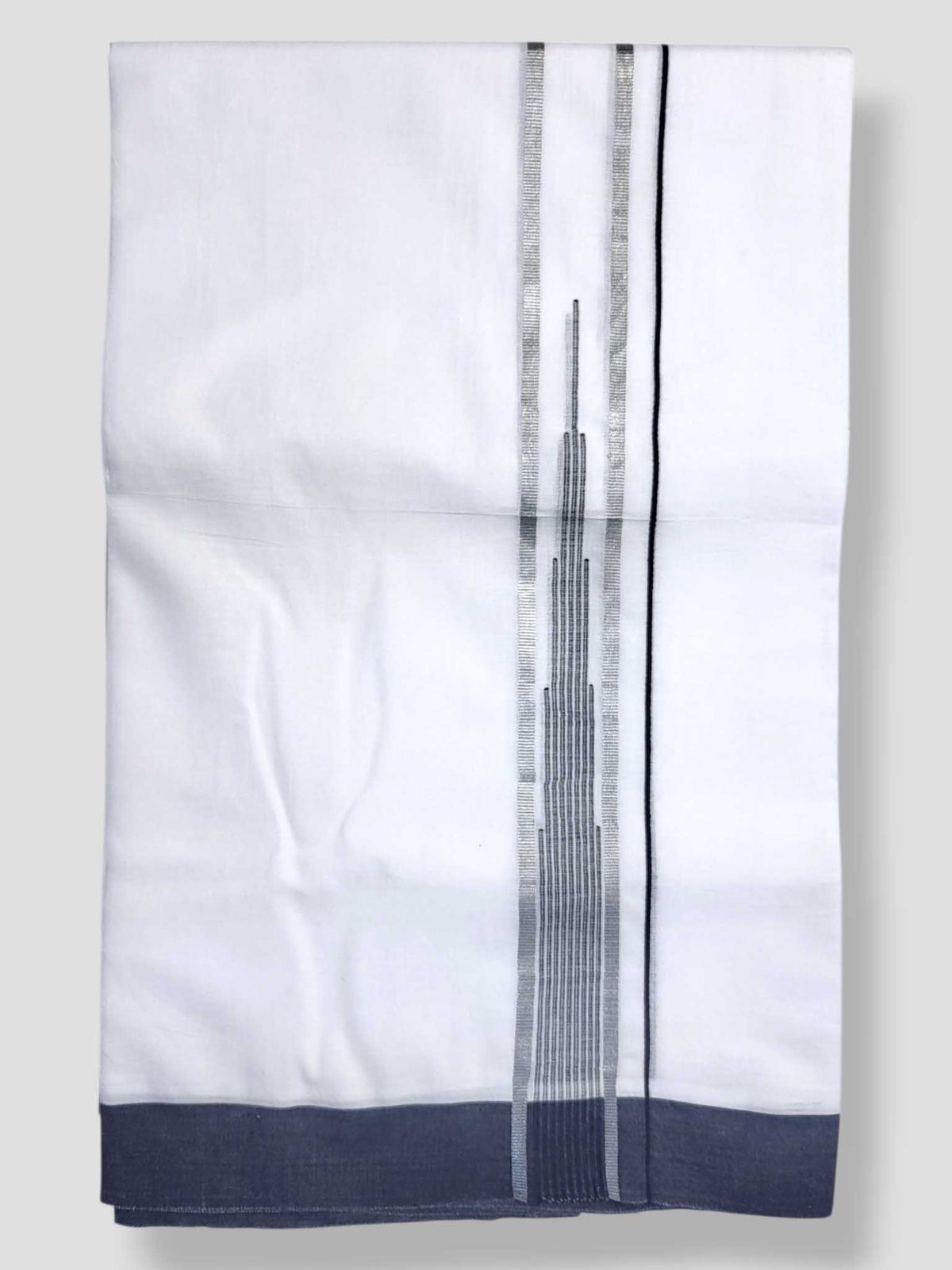 Pure White Cotton Men's Double Dhoti