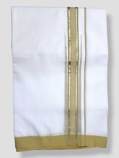 Pure White Cotton Men's Double Dhoti