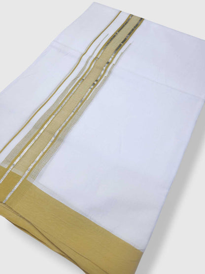 Pure White Cotton Men's Double Dhoti