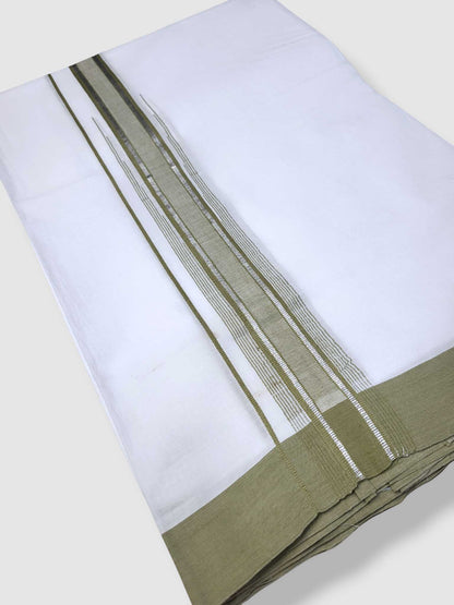 Pure White Cotton Men's Double Dhoti