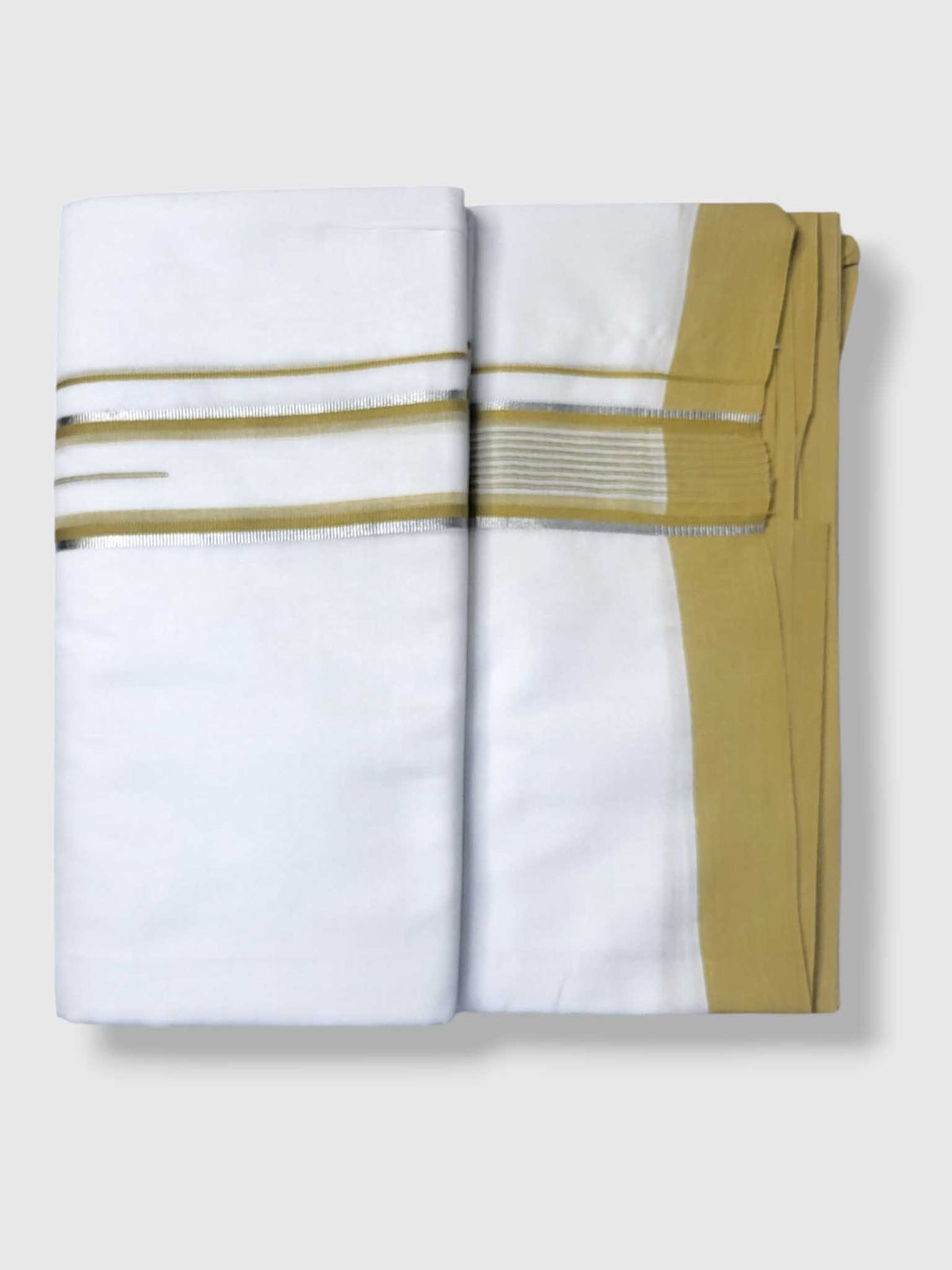 Pure White Cotton Men's Double Dhoti