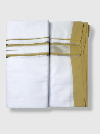 Pure White Cotton Men's Double Dhoti
