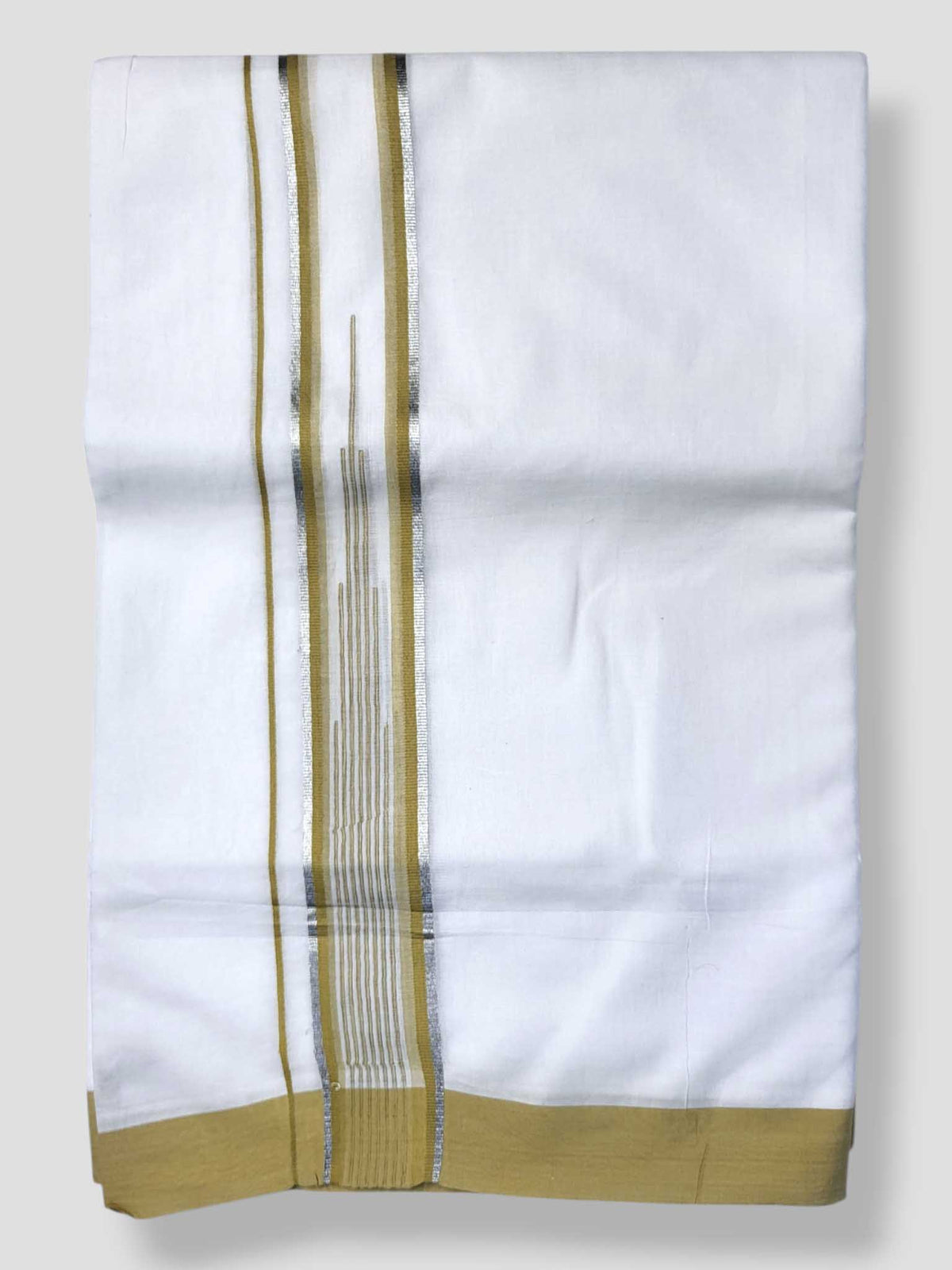 Pure White Cotton Men's Double Dhoti