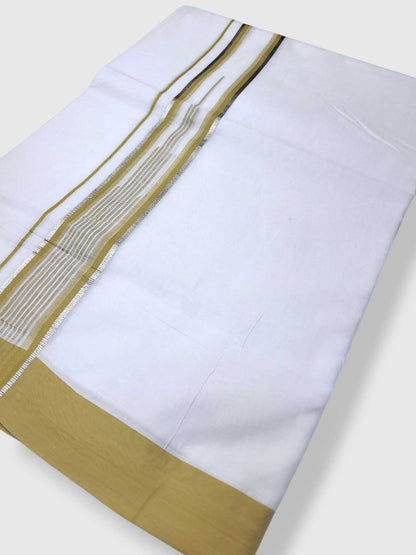 Pure White Cotton Men's Double Dhoti