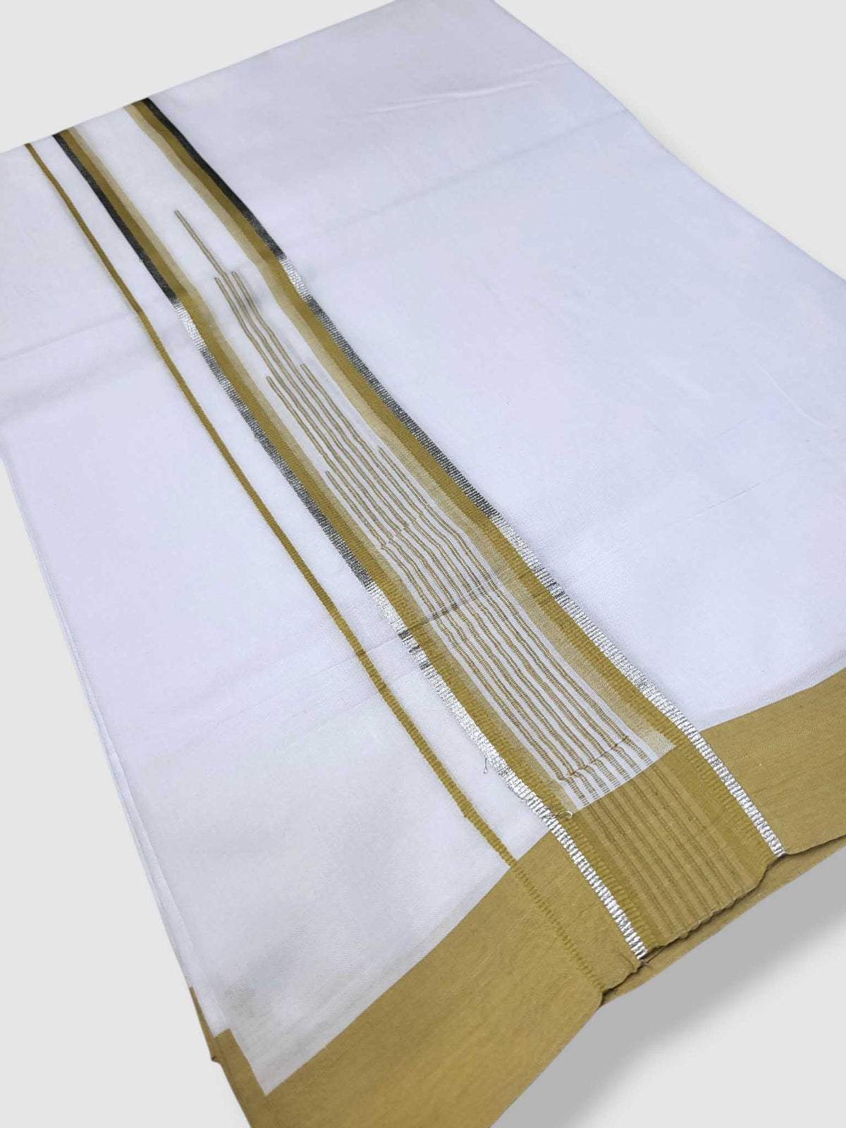 Pure White Cotton Men's Double Dhoti