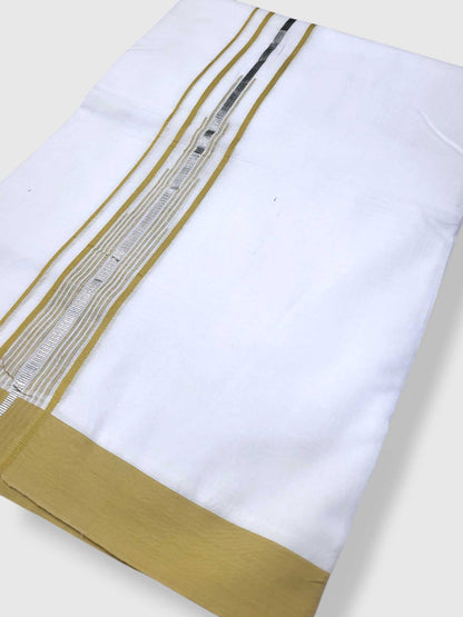 Pure White Cotton Men's Double Dhoti