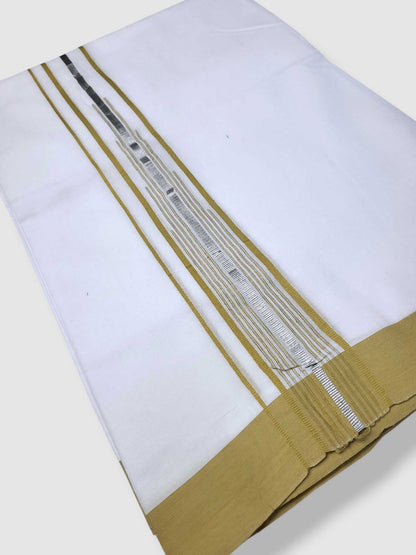 Pure White Cotton Men's Double Dhoti