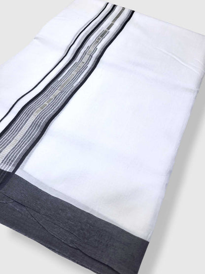 Pure White Cotton Men's Double Dhoti