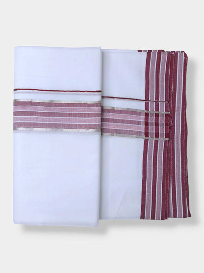 Pure White Cotton Men's Double Dhoti