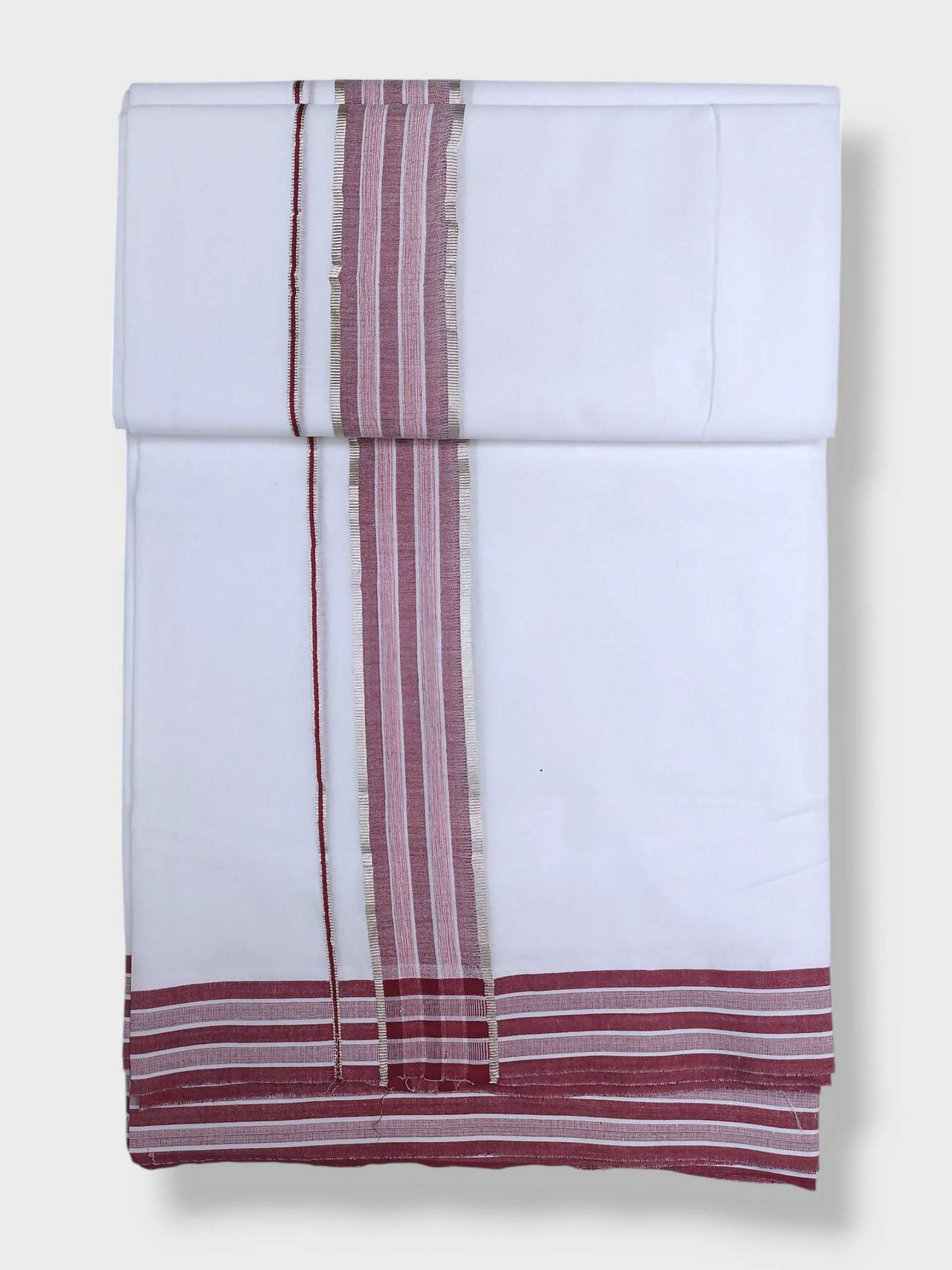 Pure White Cotton Men's Double Dhoti