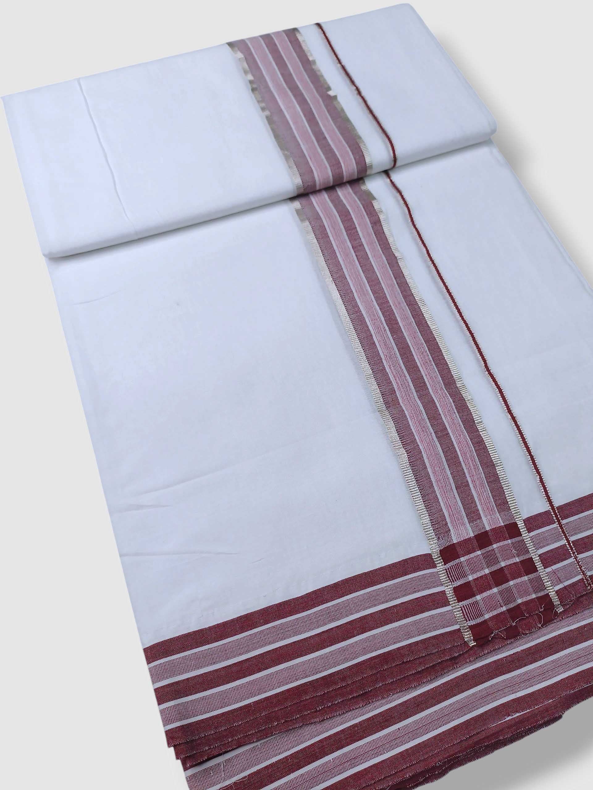 Pure White Cotton Men's Double Dhoti